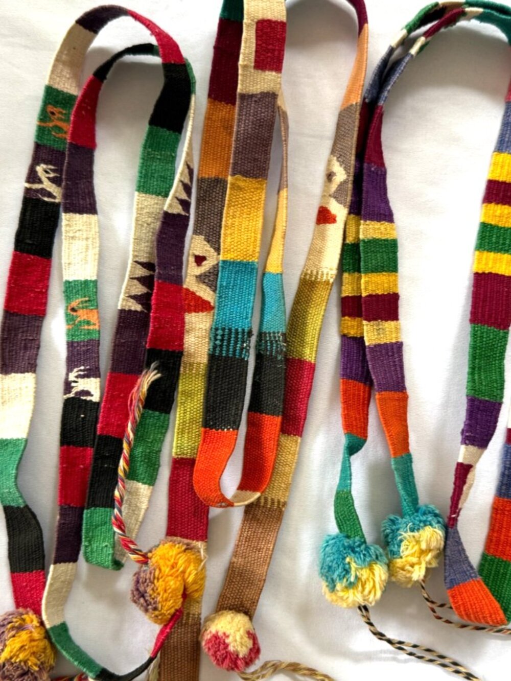 LOT OF 3 VINTAGE GUATEMALAN HANDWOVEN COTTON SASH BELT FAJA CINTA FOLK ART (C)